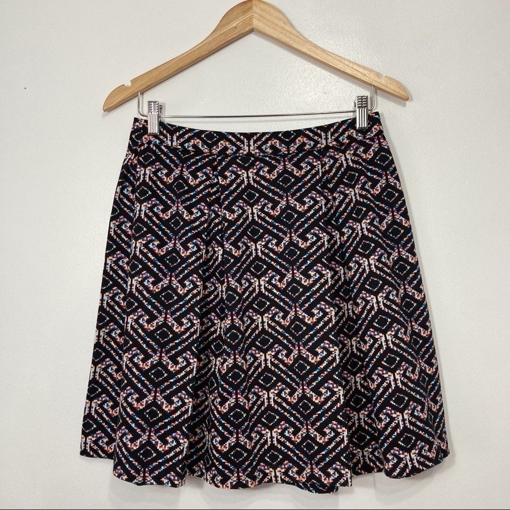 Kenar Geometric Print Pleated A-Line Mini Skirt Size 6